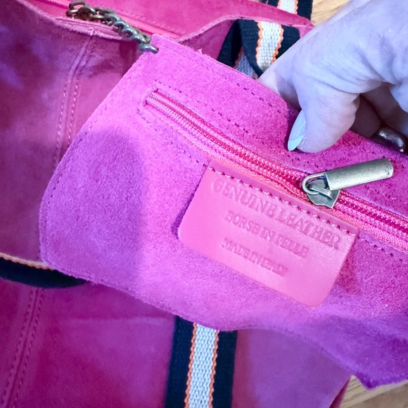 Melody Suede Leather Tote in Fuschia - Picture 15 of 16